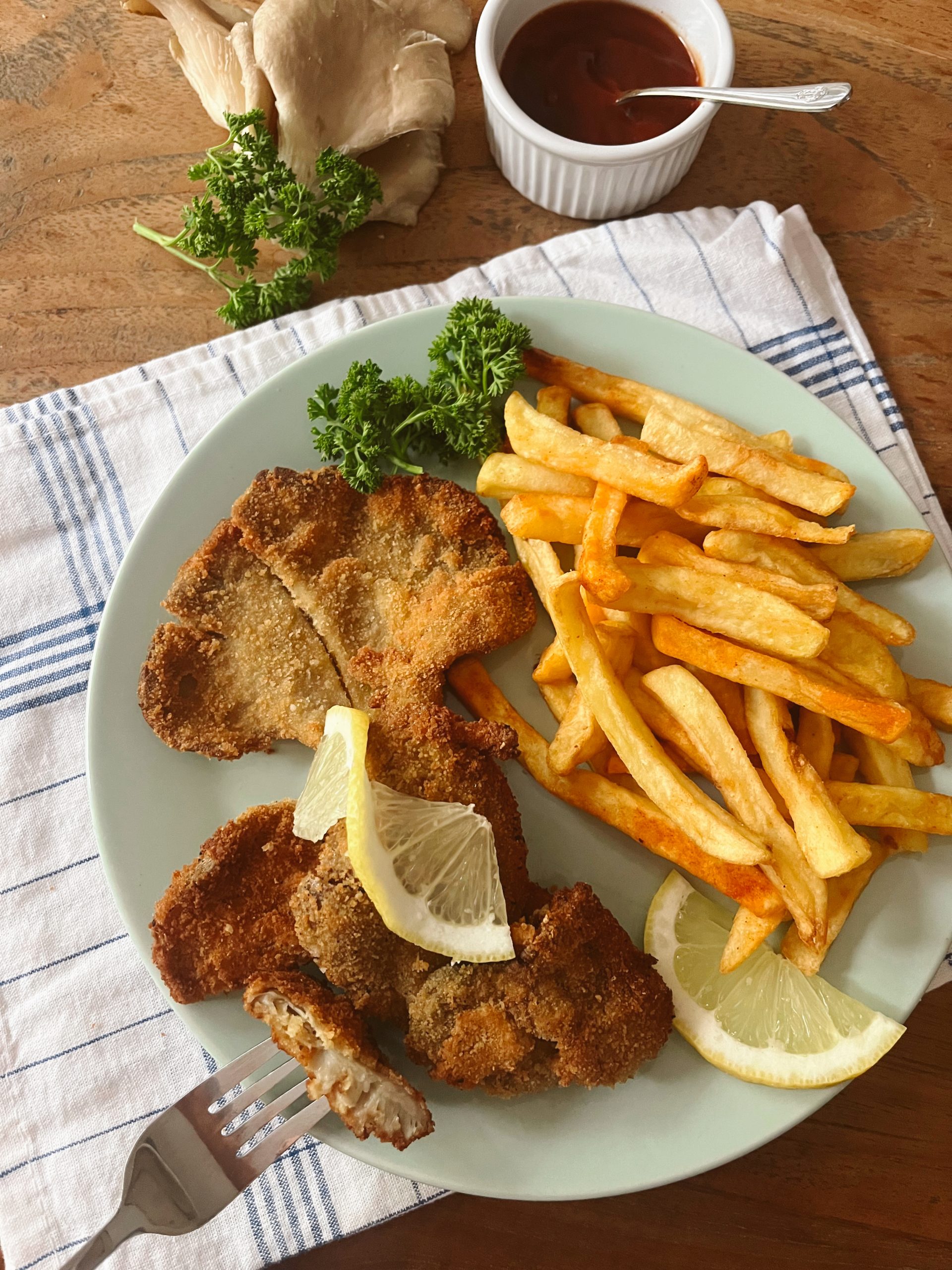 Zubereitung Deutscher Bio Speisepilz Austernseitling Schnitzel bei Mjko